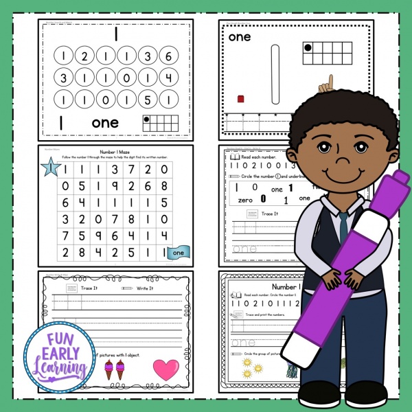 6 Fun Math Activities for preschool and kindergarten! Learning Numbers Binder for numbers 0-20 for preschool and kindergarten. Great for in the classroom and at home printables and activities. #mathcenters #preschoolmath #kindergartenmath #funearlylearning