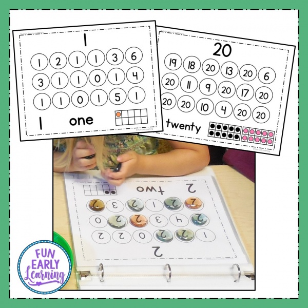 Number Search and Match fun math activities for preschool and kindergarten! Hands on printables for learning numbers, counting, and adding! Great for early education. #mathcenter #numberactivity #funearlylearning