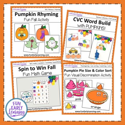 Fun Fall Activities for Kids! 12 Math, Literacy, and Craft Activities for Preschool, Kindergarten, and Elementary! #fallactivities #mathcenters #literacycenters #funearlylearning