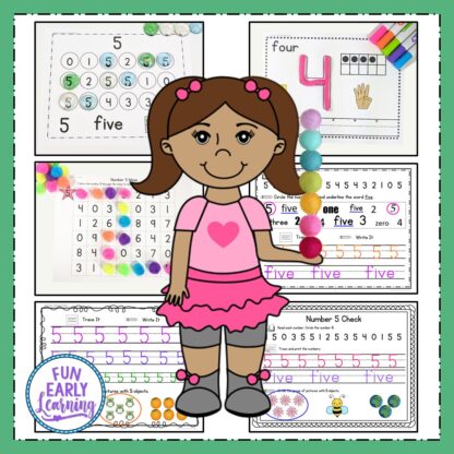 6 Fun Math Activities for preschool and kindergarten! Learning Numbers Binder for numbers 0-20 for preschool and kindergarten. Great for in the classroom and at home printables and activities. #mathcenters #preschoolmath #kindergartenmath #funearlylearning