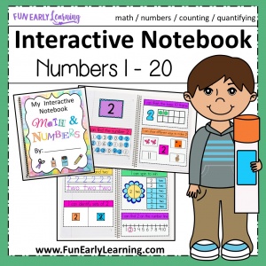 Interactive Notebook for Numbers Activity for Preschool and Kindergarten! Fun printables for kids! #mathcenter #numbersactivity #funearlylearning