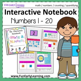 Interactive Notebook for Numbers Activity for Preschool and Kindergarten! Fun printables for kids! #mathcenter #numbersactivity #funearlylearning