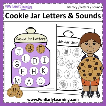 Free Cookie Jar Letters & Sounds Printable! Hands on activity for preschool and kindergarten learning alphabet and phonics. #alphabetactivity #phonics #funearlylearning