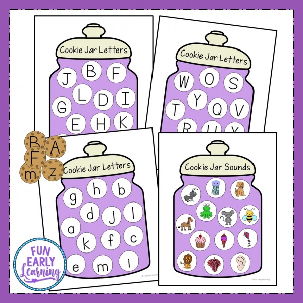 Free Cookie Jar Letters & Sounds Printable! Hands on activity for preschool and kindergarten learning alphabet and phonics. #alphabetactivity #phonics #funearlylearning