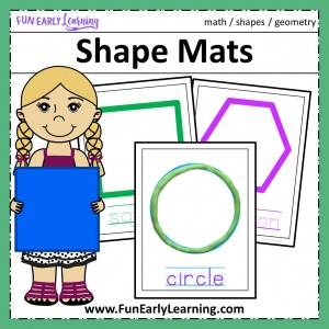 Fun Shape Mats Activity! Great shapes activity for preschool and kindergarten! Fun hands on printable. #shapesactivity #printable #funearlylearning