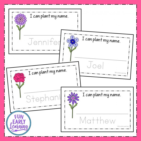 EditablePlanting Names Activity and Editable Planting Words Activity for Preschool and Kindergarten! Fun worksheet printables for children learning to write their name and read and write sight words.