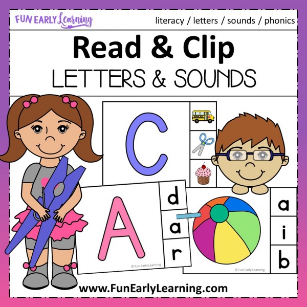 Fun Match and Clip Bundle for learning letters, phonics, numbers, counting, shapes, and colors! Perfect math centers for preschool, prek, kindergarten, and homeschool.