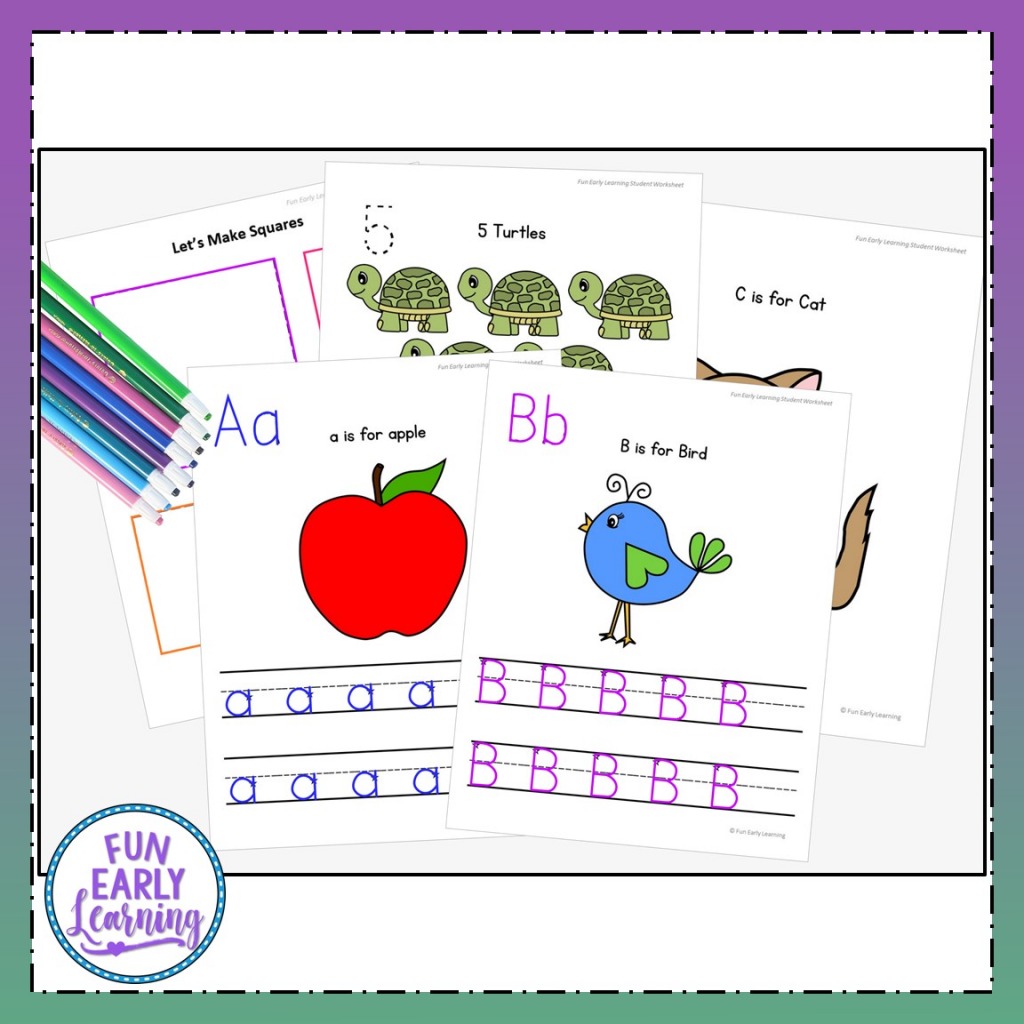 Letters, Numbers & Shapes Worksheets with Guided Lessons Bundle – Fun ...