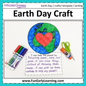 Fun Earth Day Crafts! Free printable Earth Day Crafts for Kids. Writing prompts included with these fun Earth Day Crafts for preschoolers.