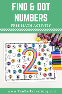 Find and Dot Matching Numbers Activity for Preschool, Kindergarten, and homeschool! Fun free printable for kids to learn number identification, number formation, and  fine motor skills.