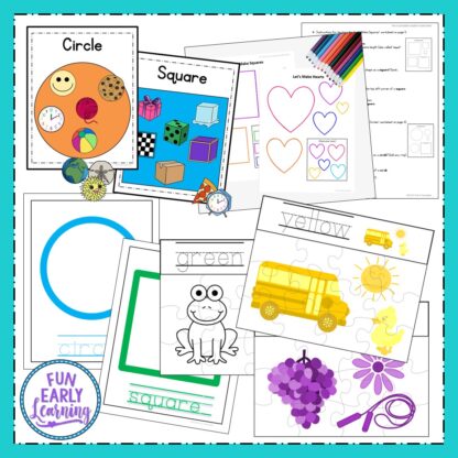 Fun Pre-K Activities for at home and in the clasroom. PreK Starter Kit Mega Bundle for leaning letters, numbers, shapes, and colors in preschool and kindergarten. Fun hands on activities and ideas!