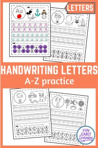 Fun Handwriting Letter Practice for Kids! These no prep worksheets focus on pencil grip, letter identification, phonics, writing, and fine motor skills! Great for students in the classroom and at home.