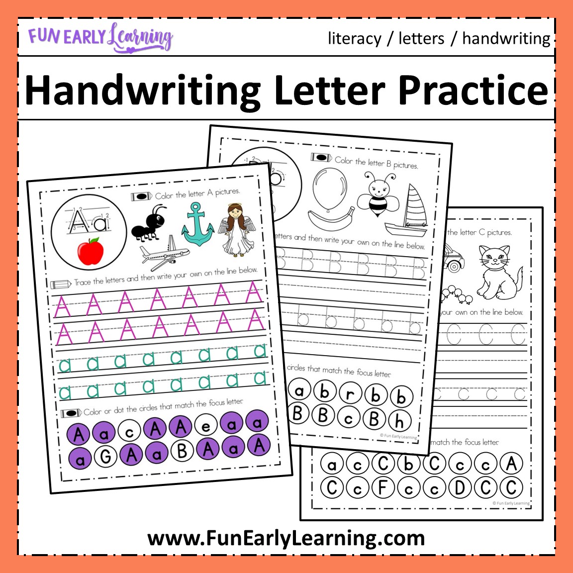 handwriting letter practice for preschool prek and kindergarten