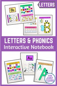 Fun Interactive Notebook for Letters & Sounds! Great hands-on activities and printable for preschool and kindergarten learning letters, phonics and writing. #interactivenotebook #literacycenter #funearlylearning