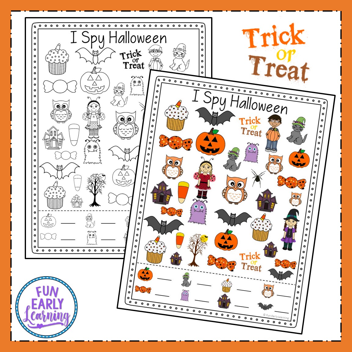 I Spy Halloween Free Printable for Matching and Counting