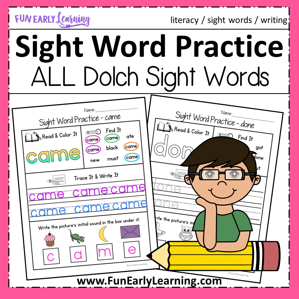 dolch sight word practice for presk kinder first second third grade