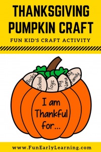Fun Thanksgiving Crafts for Kids! Easy to make Thanksgiving craft activity with writing prompt for preschool and kindergarten. #thanksgivingcraft #kidscraft #funearlylearning