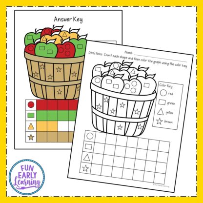 Thanksgiving Count and Graph free printable! Fun math activity for learning counting, matching, and shapes! Great math center and homeschool activity for preschool & kindergarten. #thanksgivingactivity # freeprintable #funearlylearning
