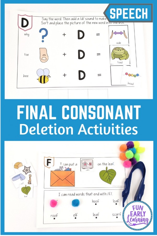 Final Consonant Deletion Activities Fun Early Learning