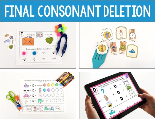 How to treat final consonant deletion with minimal pairs, final consonant deletion activities, words, worksheets, and more!