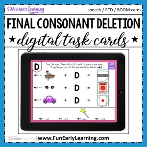 Teach Final Consonant Deletion with these fun, Final Consonant Deletion Activities digital Boom Cards. These include activities for Final Consonant Deletion Minimal Pairs and more! Great activities for final consonant deletion speech therapy!