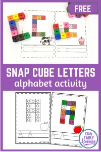 Snap Cube Letters Alphabet Activity! Fun free printable for preschool and kindergarten. Great for letter formation, letter identification, and letter writing.