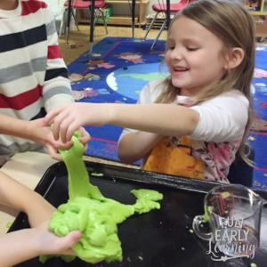 Fun Glitter Goop Sensory Bin activity. Included in the Letters and Phonics Alphabet Curriculum. 