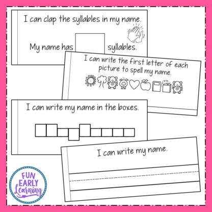Editable Name Books fun name writing activities for preschool and kindergarten. 12 fun name activities per book!