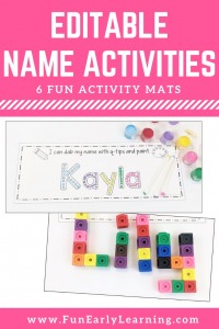 Editable Name Activities Preschool and Kindergarten! 6 fun hands-on activities for learning to write your name. #nameactivities #namewriting #funearlylearning