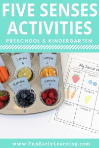 Five senses activities preschool and kindergarten! Fun hands-on activities, centers, lesson plans, play learning, and more!