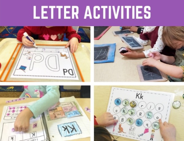Fun letter activities for preschoolers and kindergarten. Letter recognition activities, letter formation, and letter sound activities.