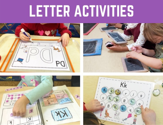 Fun letter activities for preschoolers and kindergarten. Letter recognition activities, letter formation, and letter sound activities.