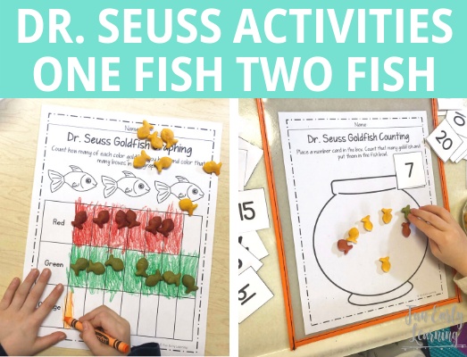 Dr Seuss One Fish Two Fish Activities for Dr Seuss Day! Perfect for counting, one to one correspondence, and early math skills.