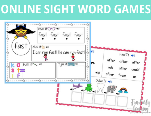 3 amazingly fun online sight word games for kids. These interactive dolch sight word games are fun for kids and self checking for teachers!